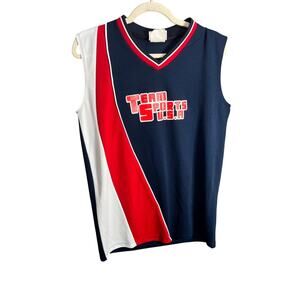 Team Sport USA Jersey Sz M Blue Red White Teamwork Apparel Sports Basketball